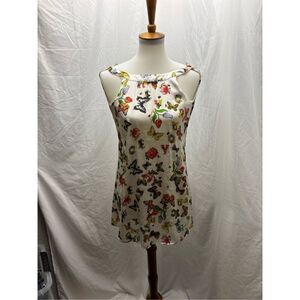 Young Versace butterfly print dress white Dua Lipa girls Sz M Silk